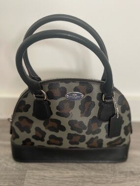 Coach Outlet Mini Sierra Satchel Gray Ocelot Leopard Coated Canvas Dome Bag